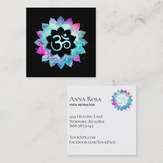 *~* Om Lotus bloem Mandala Aum symbool Vierkante Visitekaartje (Voorkant / Achterkant)