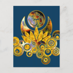 Om Lotus donkerblauw Briefkaart
