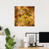 Om Lotus | donkergeel universum Poster (Thuiskantoor)