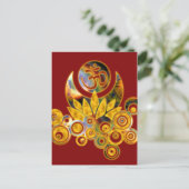 Om Lotus | donkerrood Briefkaart (Staand voorkant)
