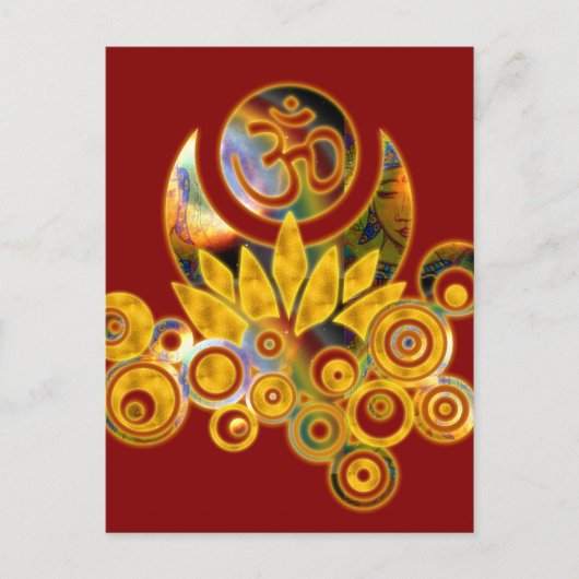 Om Lotus | donkerrood Briefkaart (Voorkant)