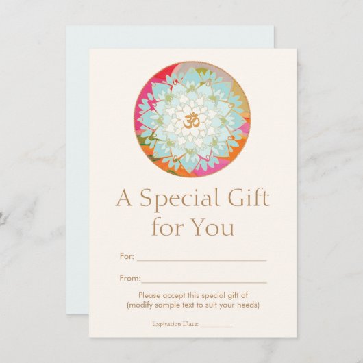 Om Lotus Flower Spiritueel Health Cadeaubon (Voorkant / Achterkant)