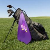 Om Lotus Flower Yoga Pose op Paarse gradiënt Golfhanddoek (Groen)