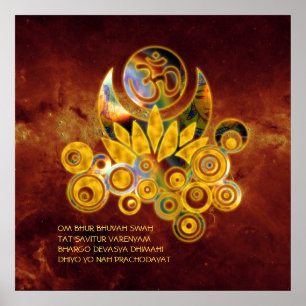 Om Lotus & GAYATRI MANTRA   universum van de brand Poster