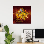 Om Lotus & GAYATRI MANTRA | universum van vuur Poster (Thuiskantoor)
