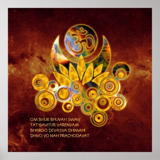 Om Lotus & GAYATRI MANTRA | universum van vuur Poster (Voorkant)