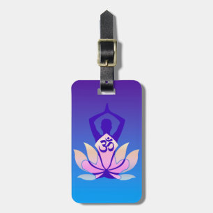 Om Lotus Yoga Pose Decor Bagagelabel