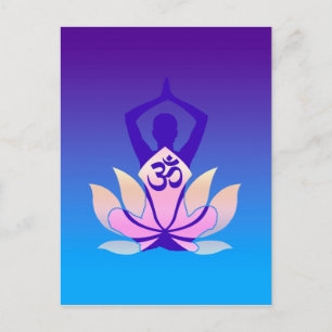 Om Lotus Yoga Pose Paars Hue Briefkaart