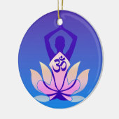 Om Lotus Yoga Pose Paars Hue Keramisch Ornament (Links)