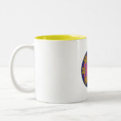 Om Mandala Blue Border Tweekleurige Koffiemok (Links)