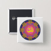 Om Mandala Blue Border Vierkante Button 5,1 Cm (Voorkant /achterkant)
