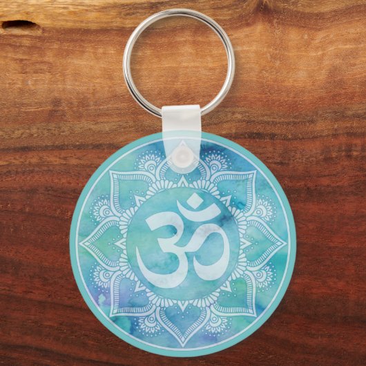 Om Mandala Blue Sleutelhanger (Voorkant)