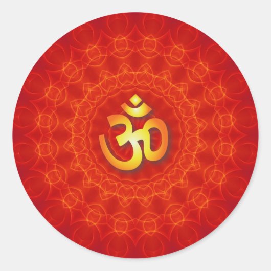 Om Mandala Design Ronde Sticker (Voorkant)