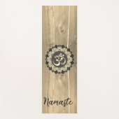 OM Mandala op hout Namaste Rustic Yogamat (Voorkant)
