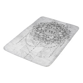 OM Mandala op Zilver Marmer Badmat