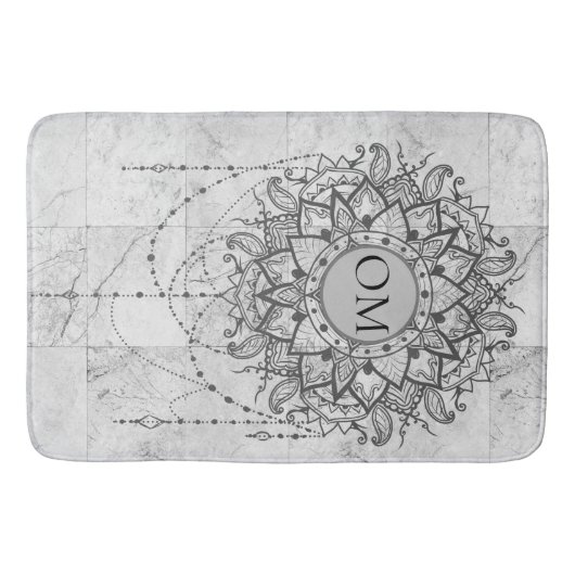 OM Mandala op Zilver Marmer Badmat (Voorkant)