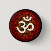 Om mandala rode wortel chakra ronde button 3,2 cm (Voorkant)