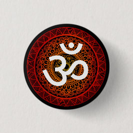 Om mandala rode wortel chakra ronde button 3,2 cm