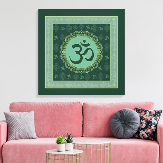 OM Mandala - Wrapped Canvas (Insitu (Woonkamer))