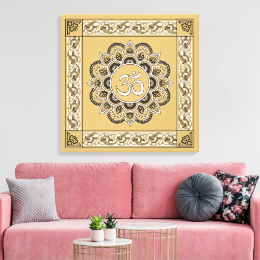 OM Mandala - Wrapped Canvas Afdruk (Insitu (Woonkamer))