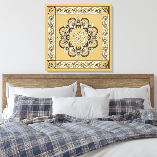 OM Mandala - Wrapped Canvas Afdruk (Insitu (Slaapkamer))