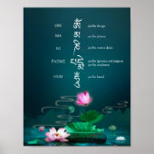Om Mani Padme Hum Avalokiteshvara Mantra | Lotus Poster (Voorkant)