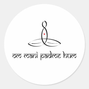 Om Mani Padme Hum - Black Sanskrit stijl Ronde Sticker