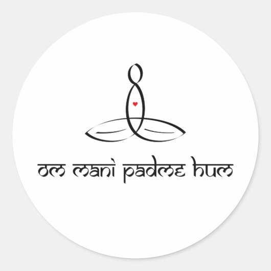 Om Mani Padme Hum - Black Sanskrit stijl Ronde Sticker (Voorkant)