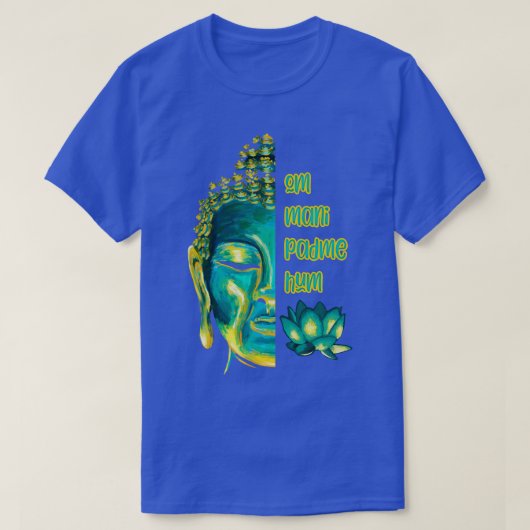 Om mani padme hum boeddha gezicht boeddhistische m t-shirt (Design voorkant)