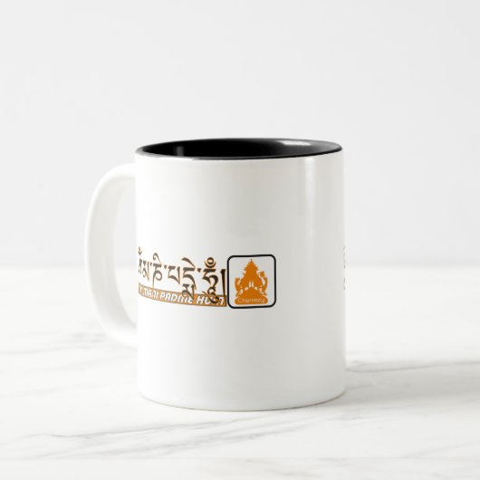 Om mani padme hum Chenrezig Tweekleurige Koffiemok (Voorkant links)