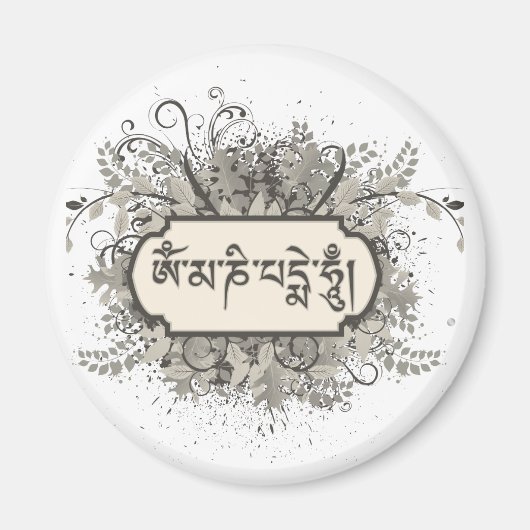 Om Mani Padme Hum Floral Magneet (Voorkant)