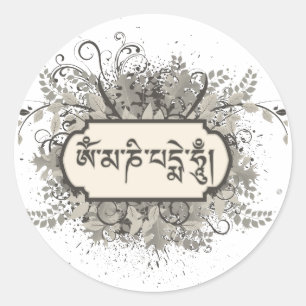Om Mani Padme Hum Floral Ronde Sticker