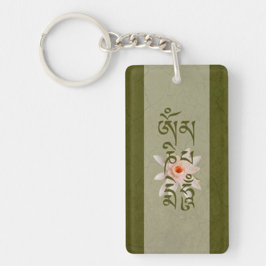 Om Mani Padme Hum Lotus Sleutelhanger (Voorkant)