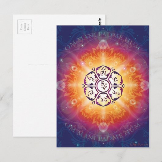 Om Mani Padme Hum Mantra Briefkaart (Voorkant / Achterkant)