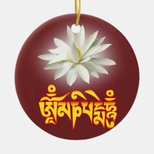 Om mani padme hum mantra keramisch ornament (Voorkant)