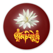 Om mani padme hum mantra keramische knop (Voorkant)
