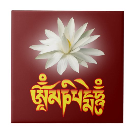 Om mani padme hum mantra tegeltje (Voorkant)