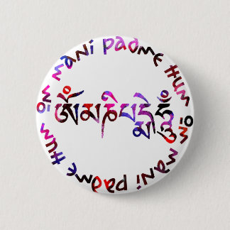Om mani padme hum ronde button 5,7 cm