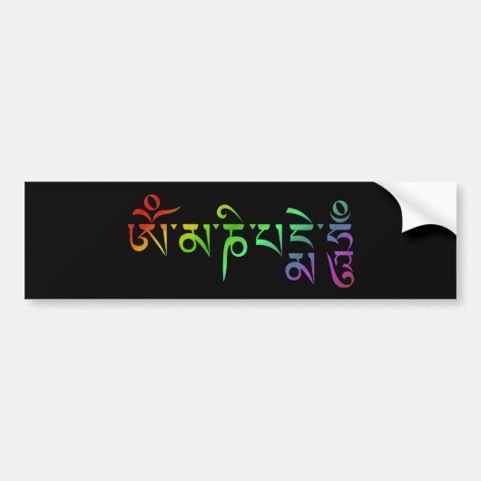Om Mani Padme Hum Tibetaans Mantra Regenboog Bumpersticker (Voorkant)