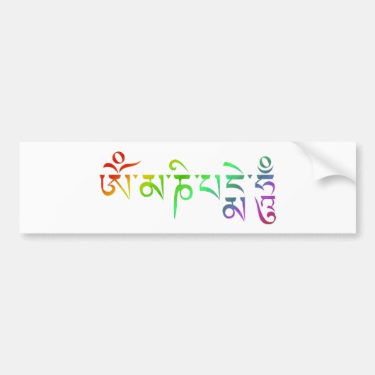 Om Mani Padme Hum Tibetan Mantra Rainbow Bumpersticker (Voorkant)