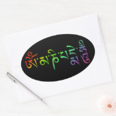 Om Mani Padme Hum Tibetan Mantra Rainbow Ovale Sticker (Envelop)