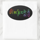 Om Mani Padme Hum Tibetan Mantra Rainbow Ovale Sticker (Tas)