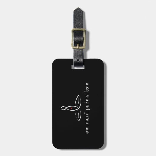 Om Mani Padme Hum - Witte Fancy stijl Bagagelabel (Voorkant verticaal)