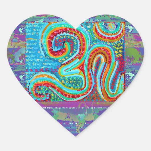 OM Mantra - 108 keer Hart Sticker (Voorkant)