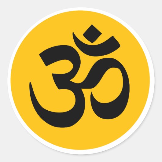 Om Mantra Aum Yoga Art Ronde Sticker (Voorkant)