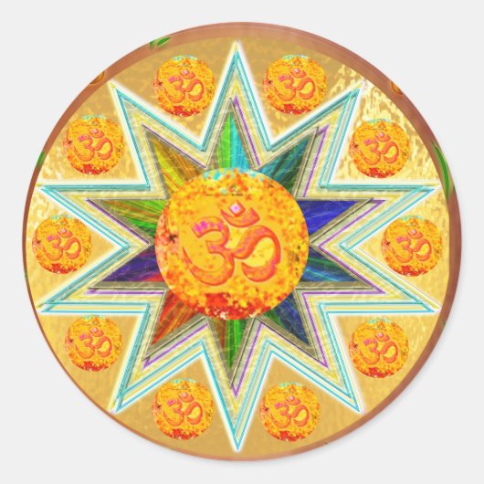 OM Mantra: CHANT Loud GAYATRI in Heart SAVITRI Ronde Sticker (Voorkant)