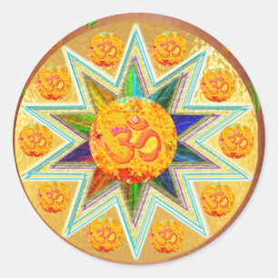 OM Mantra : CHANT Luid GAYATRI, in Hart SAVITRI Ronde Sticker