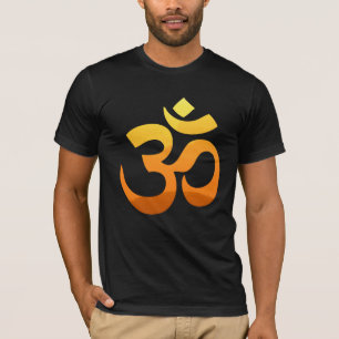 Om Mantra Gold Sun Meditation Yoga Front Design T-shirt