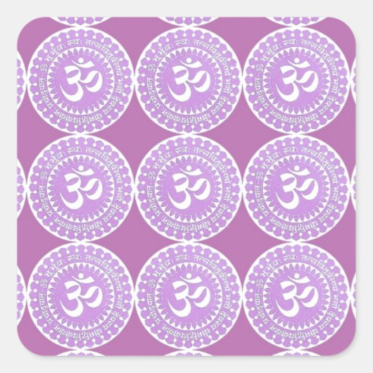 OM Mantra: OMMANTRA Paarse Chant Vierkante Sticker (Voorkant)