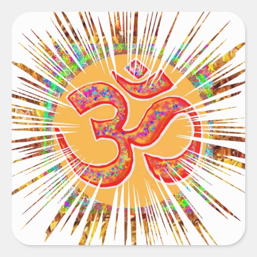 OM MANTRA Sparkle Vierkante Sticker (Voorkant)